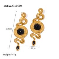 304 Stainless Steel Retro Plating Snake Rings Earrings sku image 4