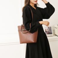 Women's Pu Leather Solid Color Vintage Style Classic Style Streetwear Square Zipper Tote Bag main image 3