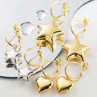 1 Par Estilo Ig Estilo Vintage Estrella Forma De Corazón Enchapado Acero Inoxidable Chapado En Oro De 18 Quilates. Pendientes De Gota main image 1