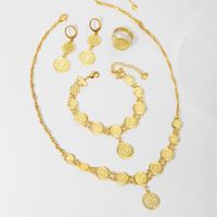 Simple Style Gold Coin Copper 18k Gold Plated Jewelry Set In Bulk main image 4
