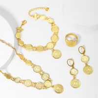 Simple Style Gold Coin Copper 18k Gold Plated Jewelry Set In Bulk main image 1
