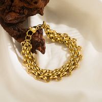 Wholesale Classic Style Solid Color Stainless Steel Plating 18k Gold Plated Bracelets Necklace main image 6