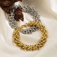 Wholesale Classic Style Solid Color Stainless Steel Plating 18k Gold Plated Bracelets Necklace main image 1