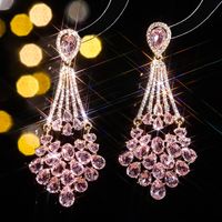 1 Pair Elegant Geometric Color Block Plating Inlay Alloy Rhinestones Zircon Drop Earrings main image 4