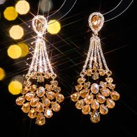 1 Pair Elegant Geometric Color Block Plating Inlay Alloy Rhinestones Zircon Drop Earrings main image 7