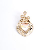 1 Piece 304 Stainless Steel Copper Crystal Glass Zircon K Gold Plated Castle Heart Shape main image 5
