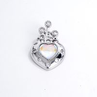 1 Piece 304 Stainless Steel Copper Crystal Glass Zircon K Gold Plated Castle Heart Shape main image 6