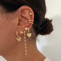1 Pair Elegant Simple Style Animal Heart Shape Plating Inlay Copper Pearl 18k Gold Plated Drop Earrings Ear Cuffs Ear Studs main image 1