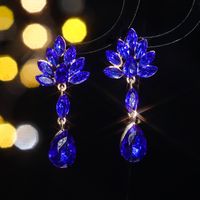 1 Pair Elegant Shiny Water Droplets Inlay Alloy Rhinestones Zircon Drop Earrings main image 6