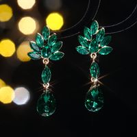 1 Pair Elegant Shiny Water Droplets Inlay Alloy Rhinestones Zircon Drop Earrings main image 8