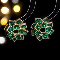 1 Paire Luxueux Brillant Géométrique Placage Incruster Alliage Strass Zircon Boucles D'oreilles main image 4