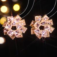 1 Paire Luxueux Brillant Géométrique Placage Incruster Alliage Strass Zircon Boucles D'oreilles main image 6