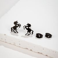 1 Pair Cute Sweet Animal Horse Plating Hollow Out Stainless Steel 18k Gold Plated Ear Studs main image 1