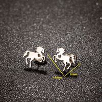 1 Pair Cute Sweet Animal Horse Plating Hollow Out Stainless Steel 18k Gold Plated Ear Studs main image 2