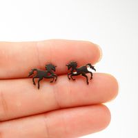 1 Pair Cute Sweet Animal Horse Plating Hollow Out Stainless Steel 18k Gold Plated Ear Studs sku image 4