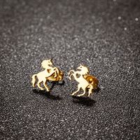 1 Pair Cute Sweet Animal Horse Plating Hollow Out Stainless Steel 18k Gold Plated Ear Studs main image 5