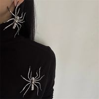 1 Pair Ig Style Exaggerated Spider Plating Inlay Alloy Rhinestones Silver Plated Drop Earrings main image 1