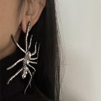 1 Pair Ig Style Exaggerated Spider Plating Inlay Alloy Rhinestones Silver Plated Drop Earrings main image 3