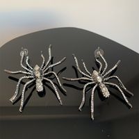 1 Pair Ig Style Exaggerated Spider Plating Inlay Alloy Rhinestones Silver Plated Drop Earrings main image 10