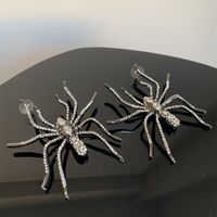 1 Par Estilo Ig Exagerado Araña Enchapado Embutido Aleación Diamantes De Imitación Plateado Pendientes De Gota main image 9