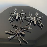 1 Pair Ig Style Exaggerated Spider Plating Inlay Alloy Rhinestones Silver Plated Drop Earrings main image 7
