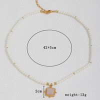 Cute Simple Style Square Alloy Beaded Plating Inlay Malachite Crystal 18k Gold Plated Women's Pendant Necklace main image 2