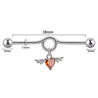 1 Piece Simple Style Heart Shape Wings Polishing Inlay Stainless Steel Zircon Ear Studs sku image 7