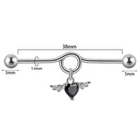 1 Piece Simple Style Heart Shape Wings Polishing Inlay Stainless Steel Zircon Ear Studs sku image 8