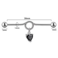 1 Piece Simple Style Heart Shape Wings Polishing Inlay Stainless Steel Zircon Ear Studs sku image 4
