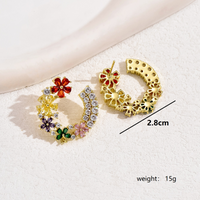 1 Pair Elegant Glam Shiny C Shape Flower Plating Inlay Copper Copper Alloy Zircon 18K Gold Plated Ear Studs main image 6