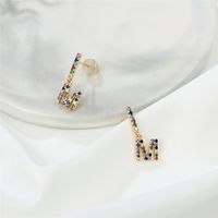 1 Pair Casual Elegant Cute Letter Plating Inlay Copper Zircon 14k Gold Plated Drop Earrings main image 1