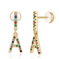 1 Pair Casual Elegant Cute Letter Plating Inlay Copper Zircon 14k Gold Plated Drop Earrings main image 3