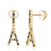 1 Pair Casual Elegant Cute Letter Plating Inlay Copper Zircon 14k Gold Plated Drop Earrings sku image 1
