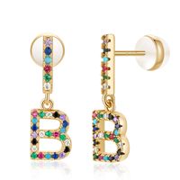 1 Pair Casual Elegant Cute Letter Plating Inlay Copper Zircon 14k Gold Plated Drop Earrings sku image 2