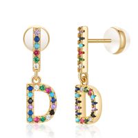 1 Pair Casual Elegant Cute Letter Plating Inlay Copper Zircon 14k Gold Plated Drop Earrings sku image 3