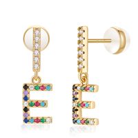 1 Pair Casual Elegant Cute Letter Plating Inlay Copper Zircon 14k Gold Plated Drop Earrings sku image 4