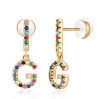 1 Pair Casual Elegant Cute Letter Plating Inlay Copper Zircon 14k Gold Plated Drop Earrings sku image 5