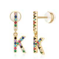 1 Pair Casual Elegant Cute Letter Plating Inlay Copper Zircon 14k Gold Plated Drop Earrings sku image 8
