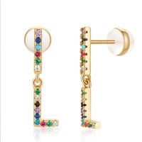 1 Pair Casual Elegant Cute Letter Plating Inlay Copper Zircon 14k Gold Plated Drop Earrings sku image 9