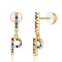 1 Pair Casual Elegant Cute Letter Plating Inlay Copper Zircon 14k Gold Plated Drop Earrings sku image 11