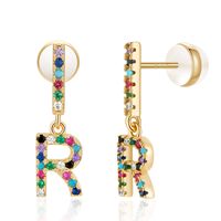 1 Pair Casual Elegant Cute Letter Plating Inlay Copper Zircon 14k Gold Plated Drop Earrings sku image 12