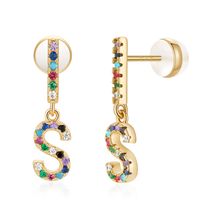 1 Pair Casual Elegant Cute Letter Plating Inlay Copper Zircon 14k Gold Plated Drop Earrings sku image 13
