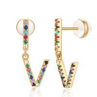 1 Pair Casual Elegant Cute Letter Plating Inlay Copper Zircon 14k Gold Plated Drop Earrings sku image 14
