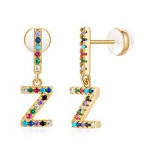 1 Pair Casual Elegant Cute Letter Plating Inlay Copper Zircon 14k Gold Plated Drop Earrings sku image 15