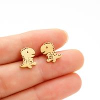 1 Pair Ig Style Cute Dinosaur Polishing Plating Stainless Steel 18k Gold Plated Ear Studs sku image 2