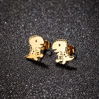 1 Pair Ig Style Cute Dinosaur Polishing Plating Stainless Steel 18k Gold Plated Ear Studs main image 5