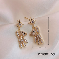 Wholesale Jewelry Simple Style Bear Alloy Artificial Gemstones Inlay Drop Earrings sku image 1