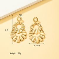1 Pair Lady Solid Color Plating Pleated Alloy 14k Gold Plated Drop Earrings main image 6