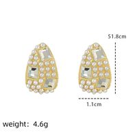 1 Pair Elegant Water Droplets Inlay Alloy Artificial Pearls Artificial Diamond Ear Studs main image 8
