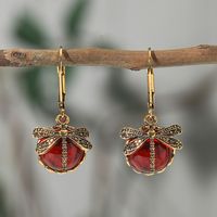 1 Pair Casual Ethnic Style Oval Dragonfly Plating Inlay Alloy Crystal Drop Earrings sku image 8